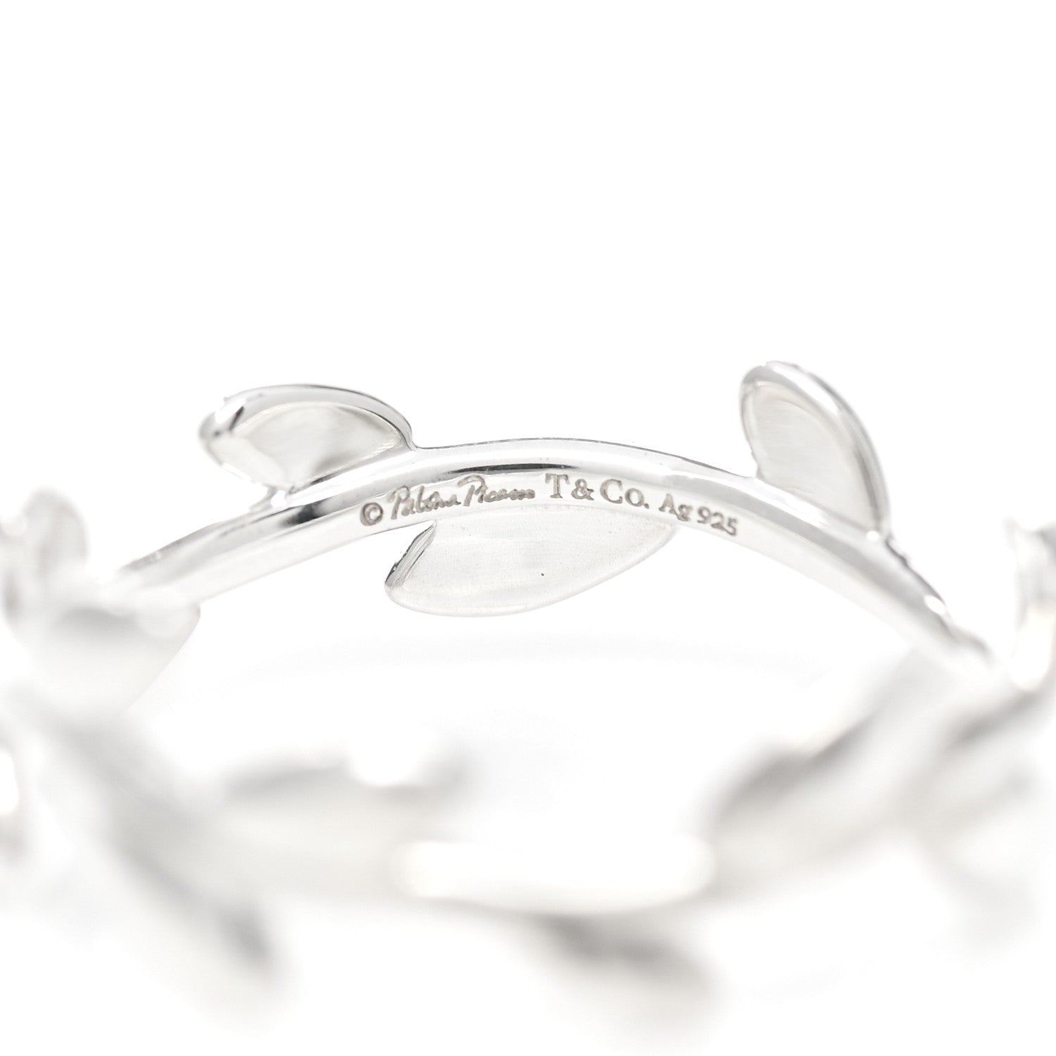 Tiffany Sterling Silver Paloma Picasso Narrow Olive Leaf Band Ring 52 6 4 of 5
