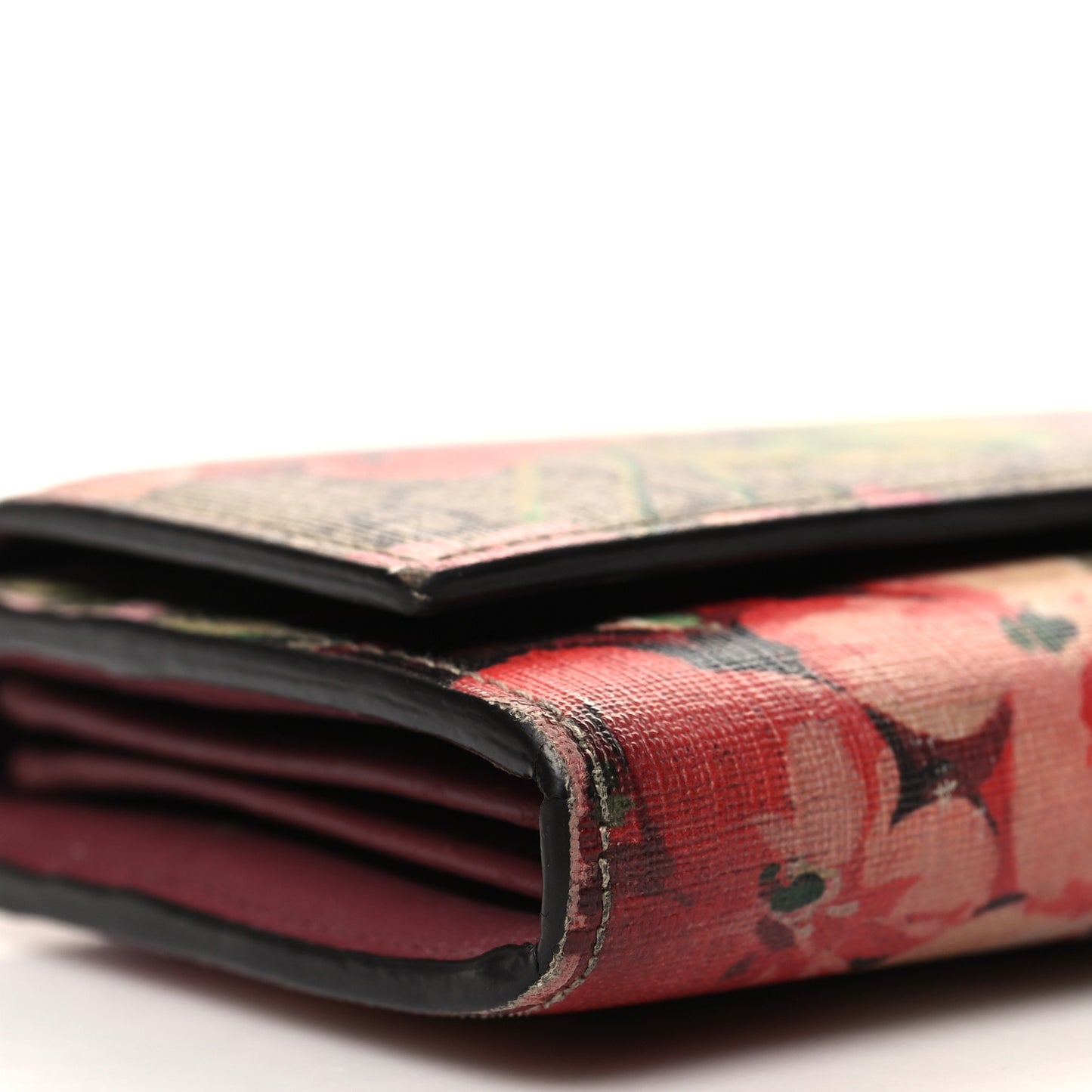 GG Supreme Monogram Blooms Continental Wallet Beige Multicolor Dry Rose