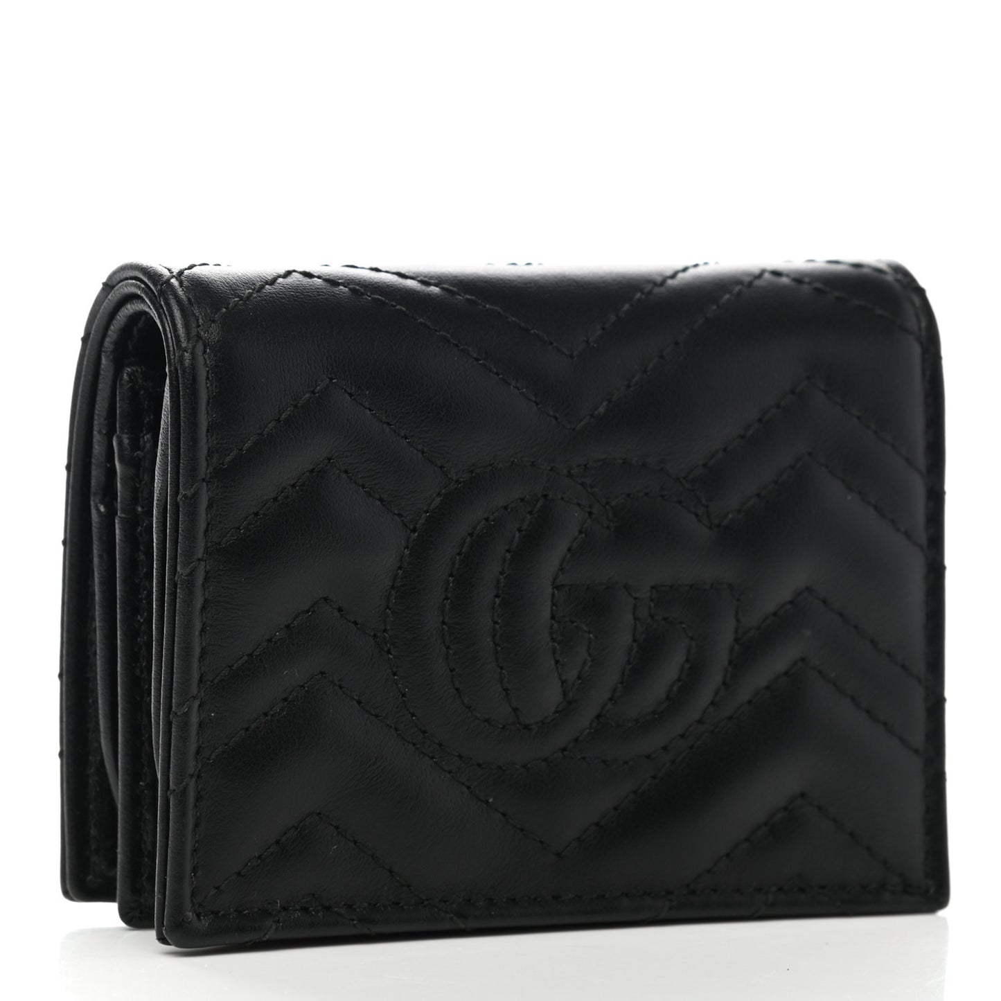 Calfskin Matelasse GG Marmont Card Case Wallet Black