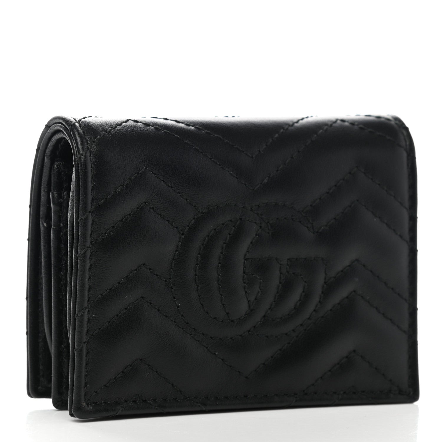 Gucci Calfskin Matelasse GG Marmont Card Case Wallet Black 3 of 8