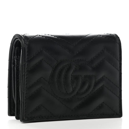 Gucci Calfskin Matelasse GG Marmont Card Case Wallet Black 3 of 8