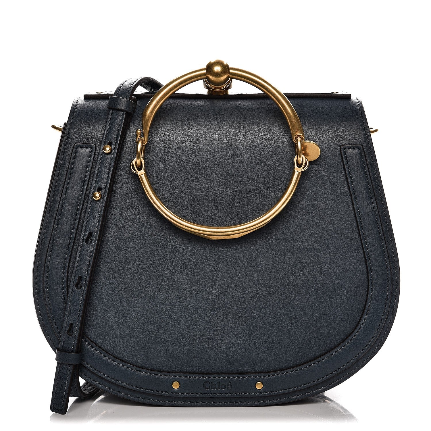 Chloe Calfskin Medium Nile Bracelet Bag Silver Blue 1 of 9