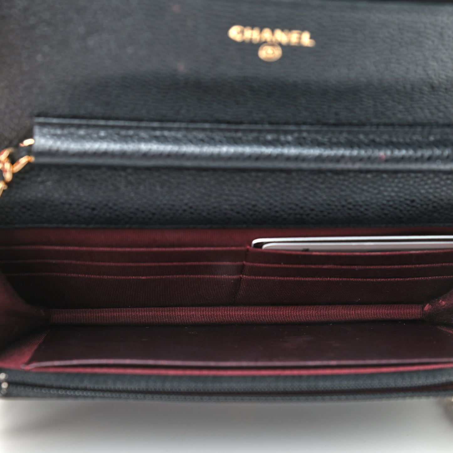 Caviar Quilted Wallet On Chain WOC Black