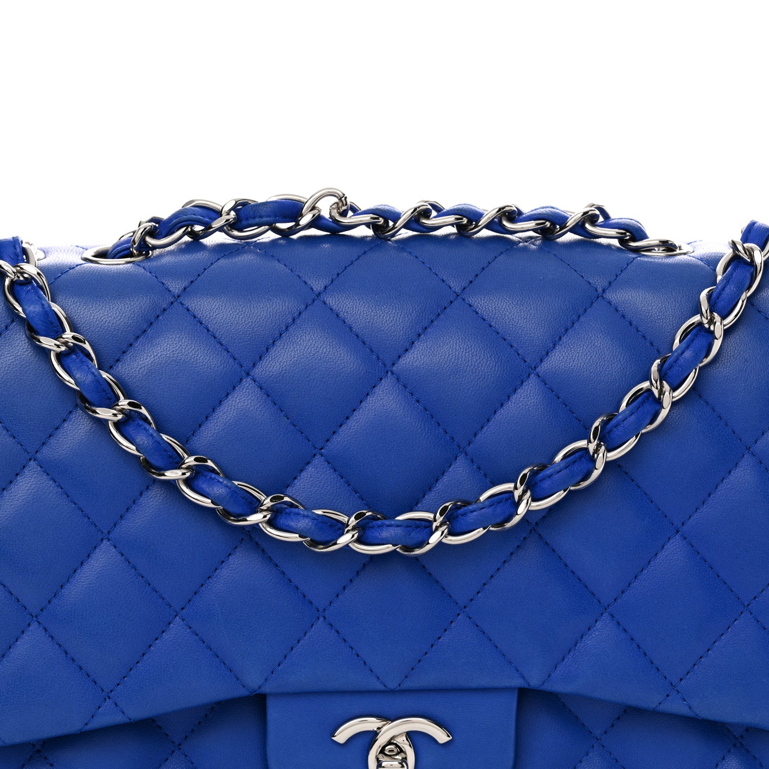 Chanel Lambskin Quilted Jumbo Single Flap Blue 8 of 16