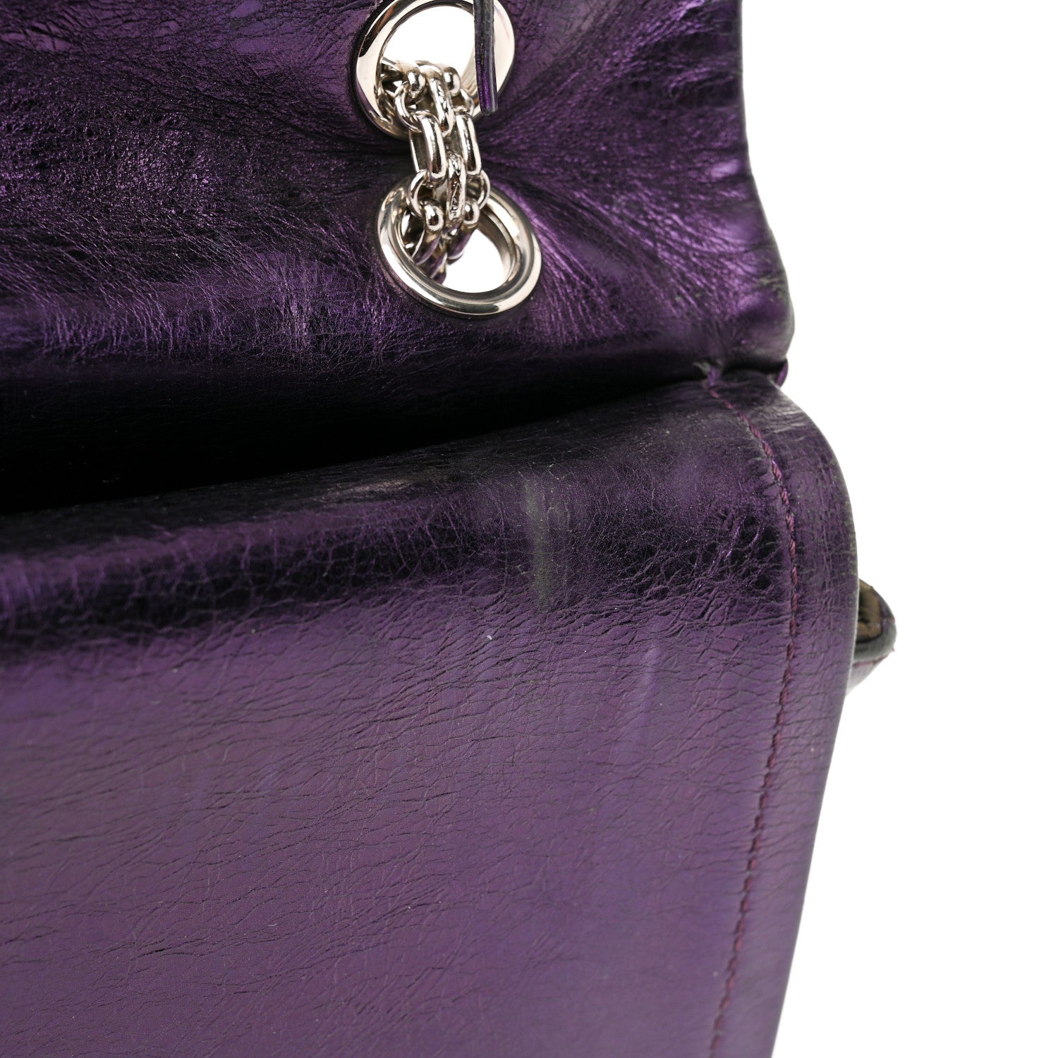 Chanel Metallic Aged Calfskin Quilted 2.55 Reissue 227 Flap Purple 18 of 23