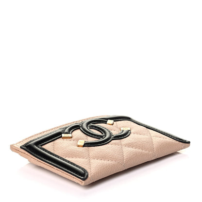 Chanel Caviar Quilted Filigree Card Holder Beige Black 5 of 10