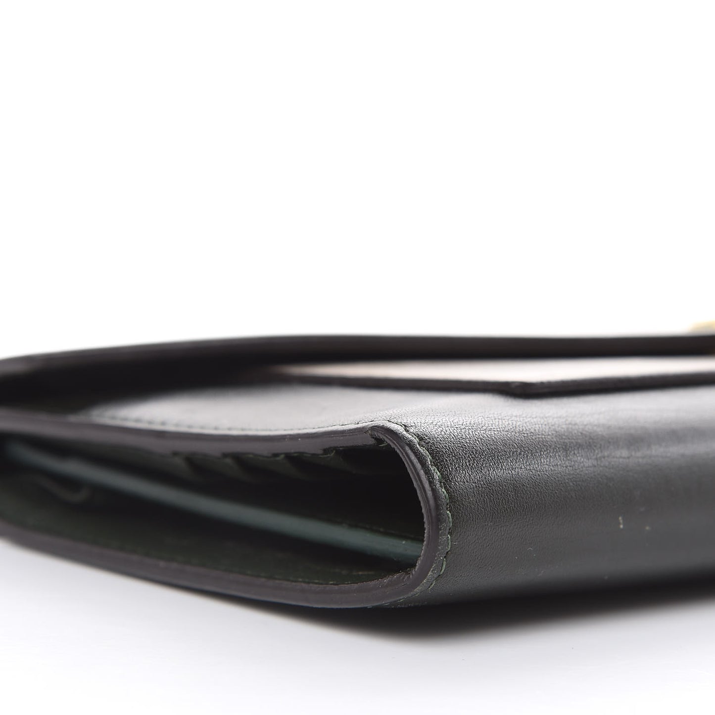 Smooth Calfskin Pocket Tri-Fold Multifunction Envelope Flap Wallet Jade