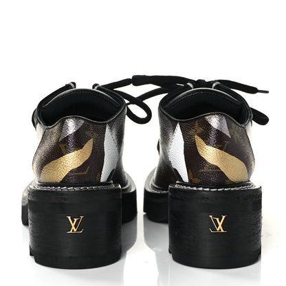 Louis Vuitton X LOL Monogram Calfskin Beaubourg Platform Derby Shoes 36 Gold Silver 5 of 9