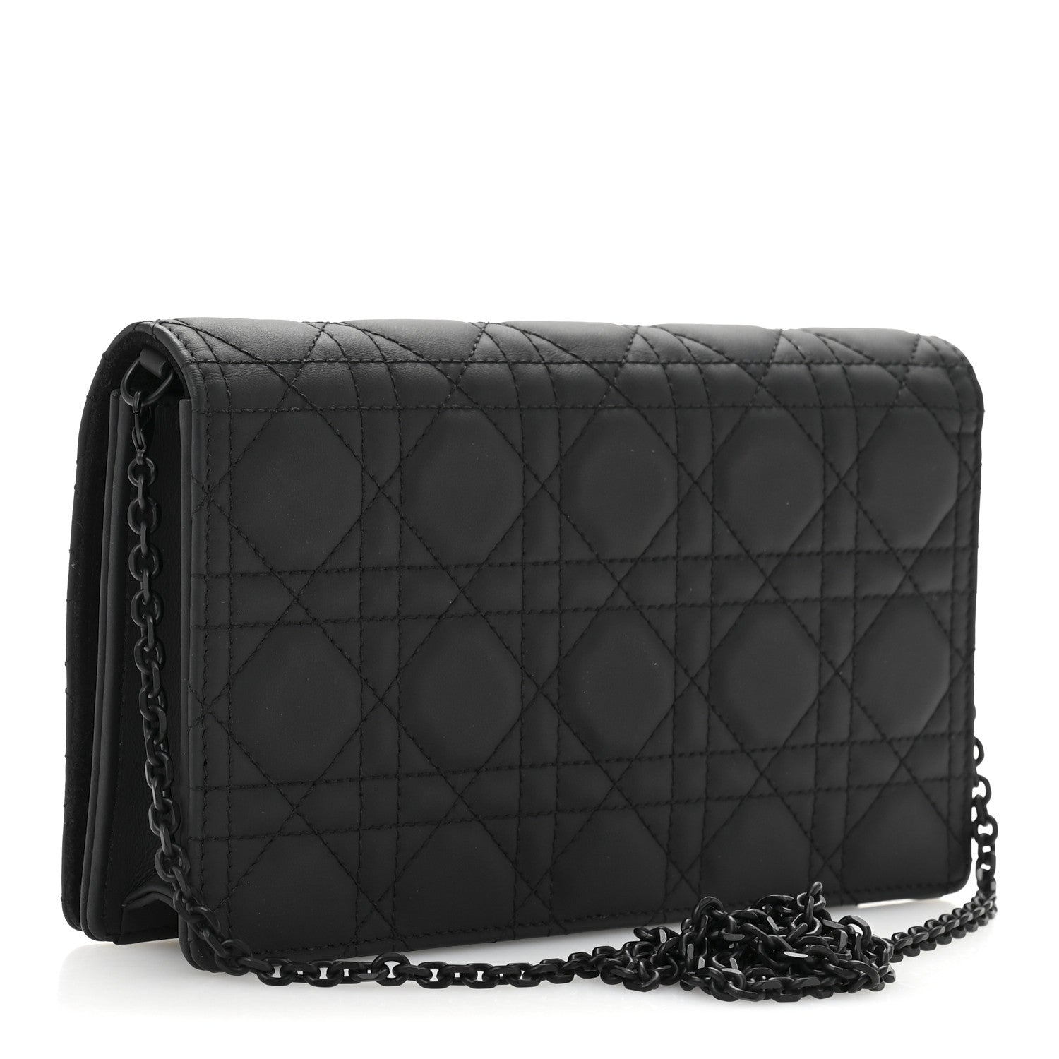 Christian Dior Ultra Matte Calfskin Cannage Lady Dior Clutch Black 4 of 12