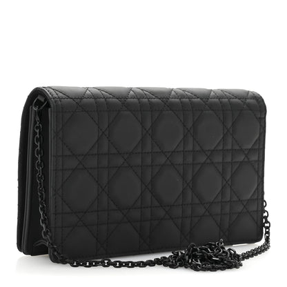 Christian Dior Ultra Matte Calfskin Cannage Lady Dior Clutch Black 4 of 12