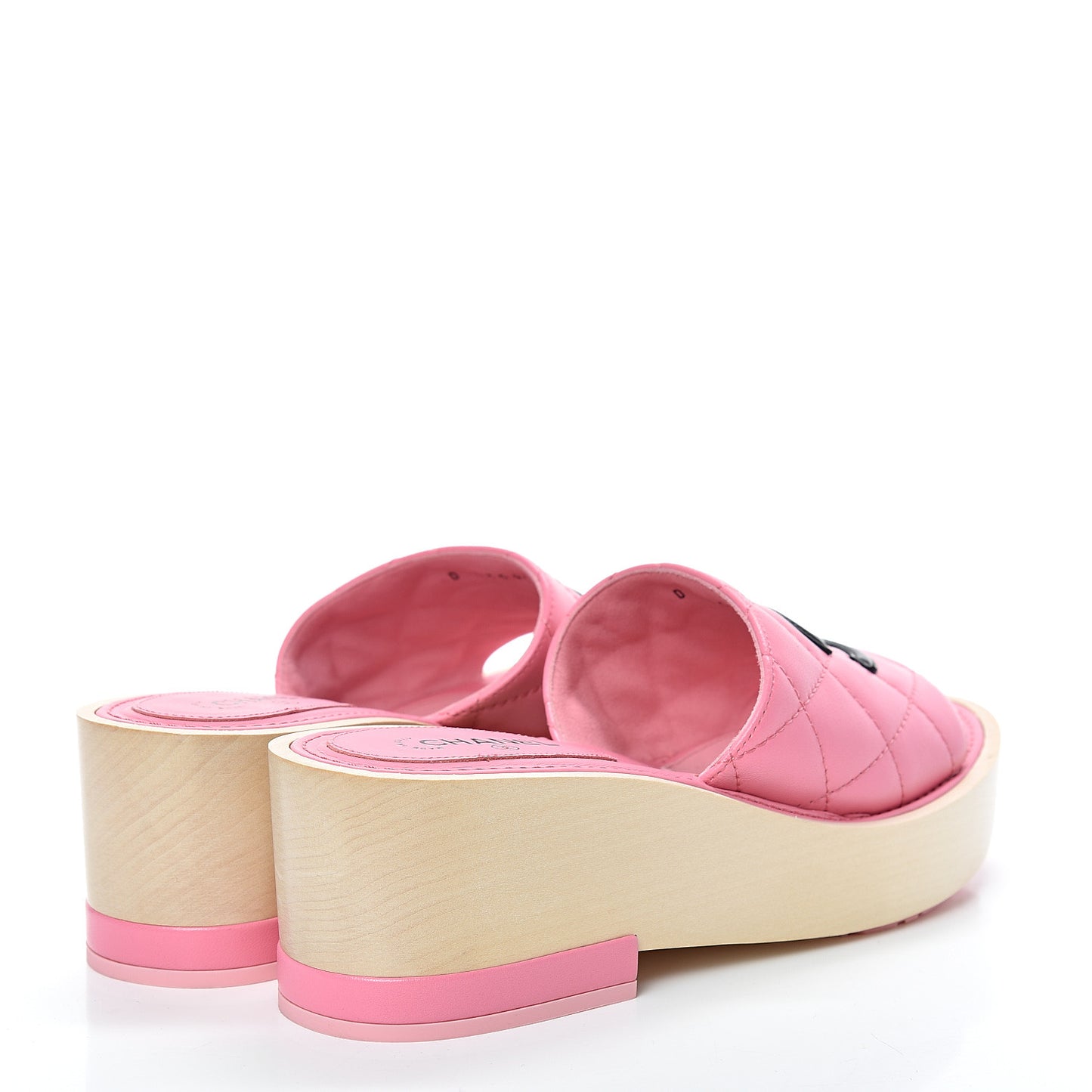 Lambskin CC Flat Slide Sandals 36 Pink