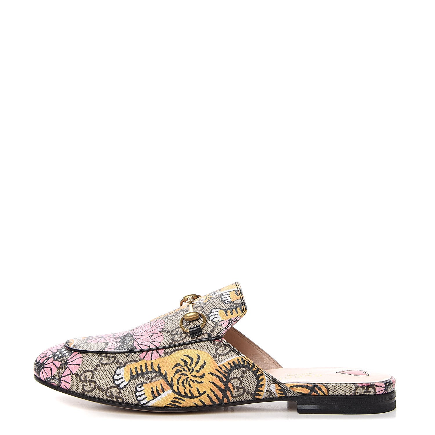 Gucci GG Supreme Monogram Bengal Womens Princetown Slippers 38 Beige Crop Pink 1 of 9