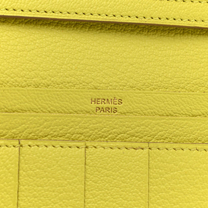 Hermes Chevre Mysore Bearn Gusset Wallet Lime 6 of 8