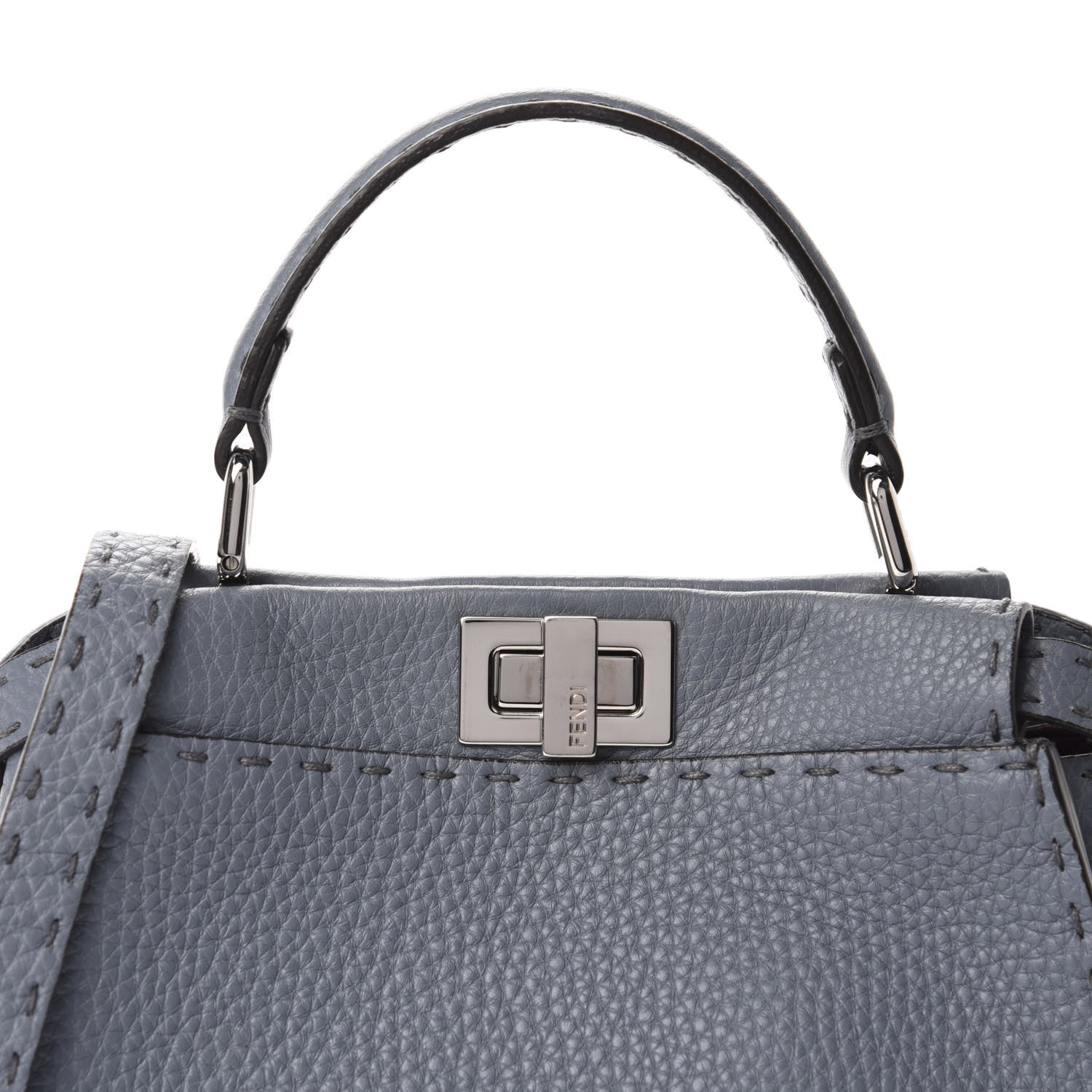 Fendi Calfskin Romano Selleria Bi-Color Mini Peekaboo Iconic Satchel Tempesta Bordeaux 12 of 12