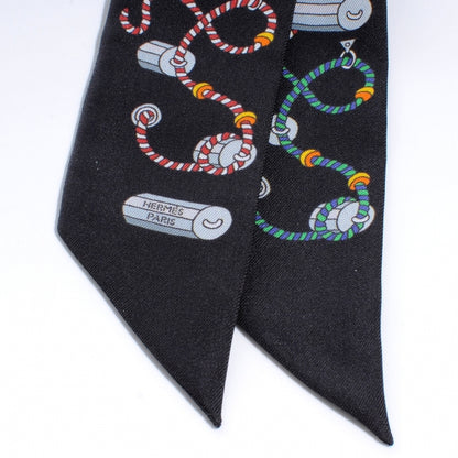 Hermes Silk Cordages Twilly Scarf Black 5 of 7