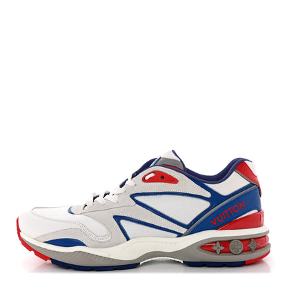 Louis Vuitton Suede Calfskin Technical Fabric Monogram Trail Sneakers 10 White Red Blue 1 of 13