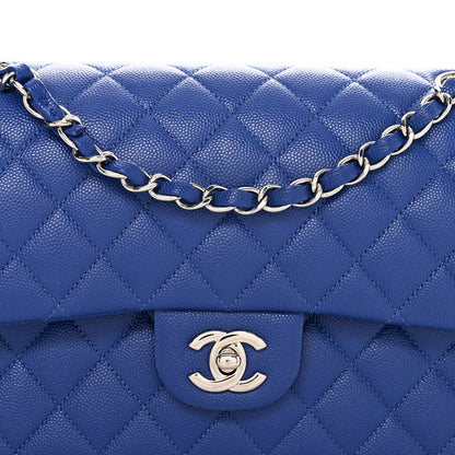 Chanel Caviar Quilted Medium Double Flap Blue 8 of 11