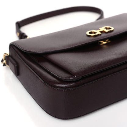 Salvatore Ferragamo Saffiano Sandrine Shoulder Bag Rouge Black 8 of 11