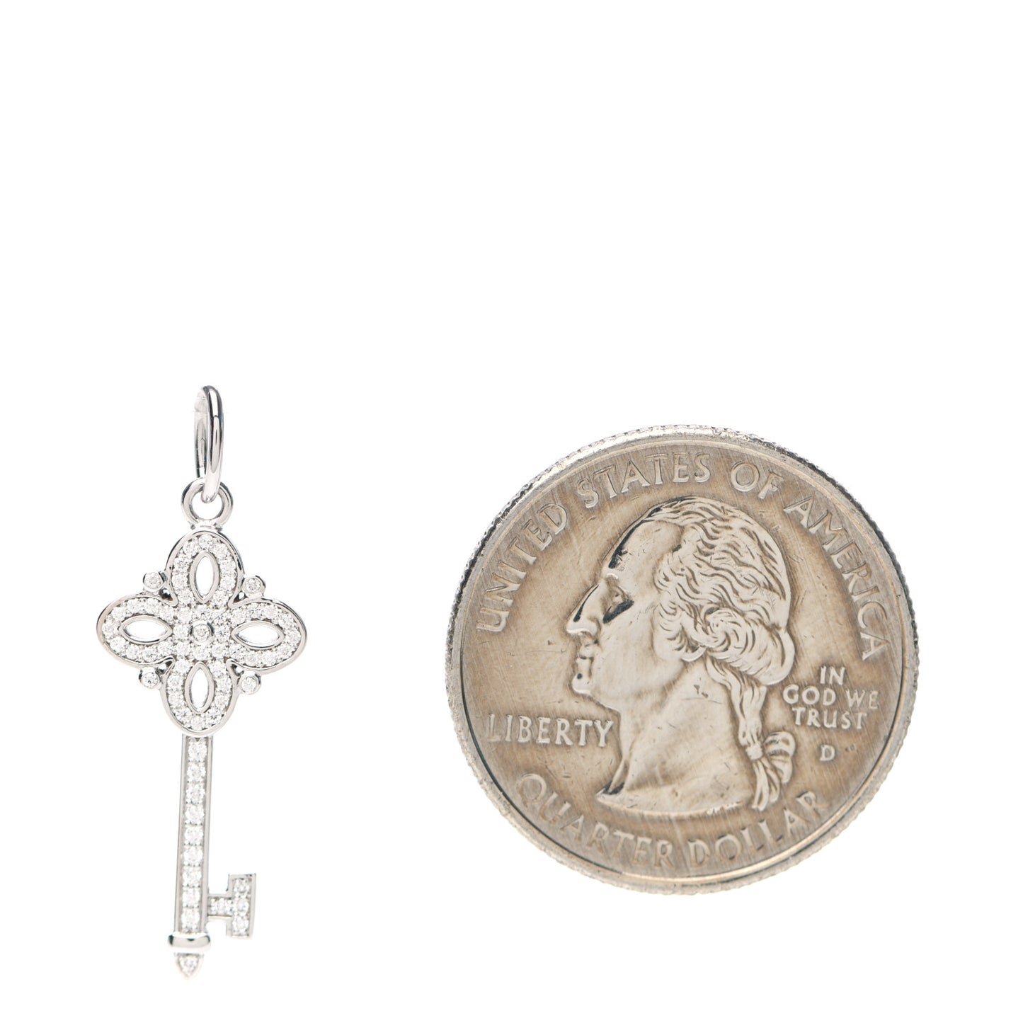18K White Gold Diamond Mini Victoria Key Pendant