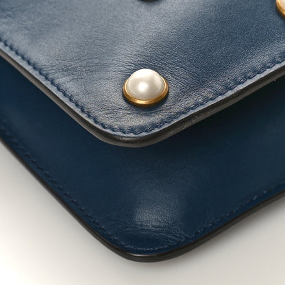 Gucci Nappa Pearl Studded Mini Queen Margaret Broadway Shoulder Bag Blue Agata 8 of 11
