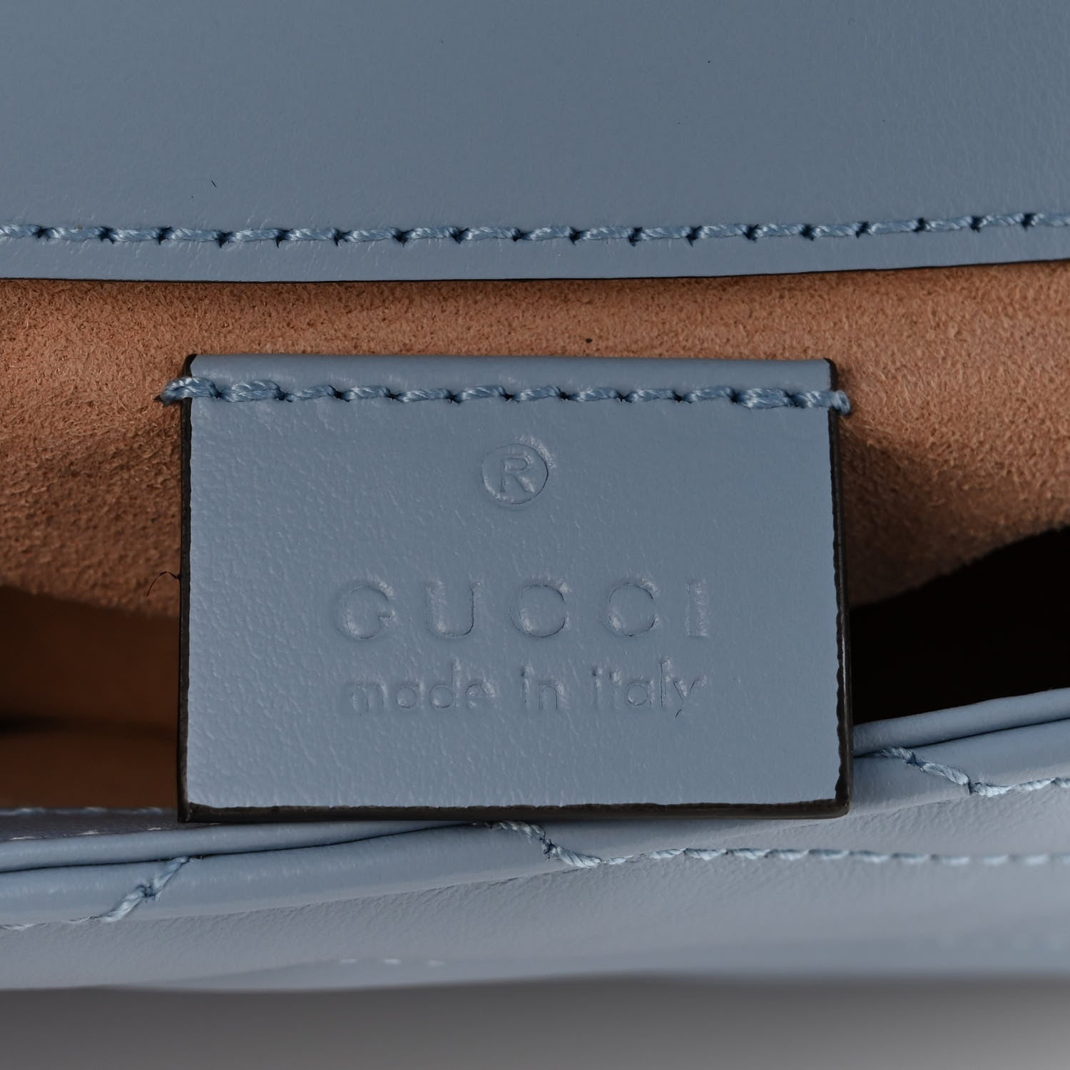 Gucci Calfskin Matelasse Super Mini GG Marmont Shoulder Bag Porcelain Light Blue 6 of 11