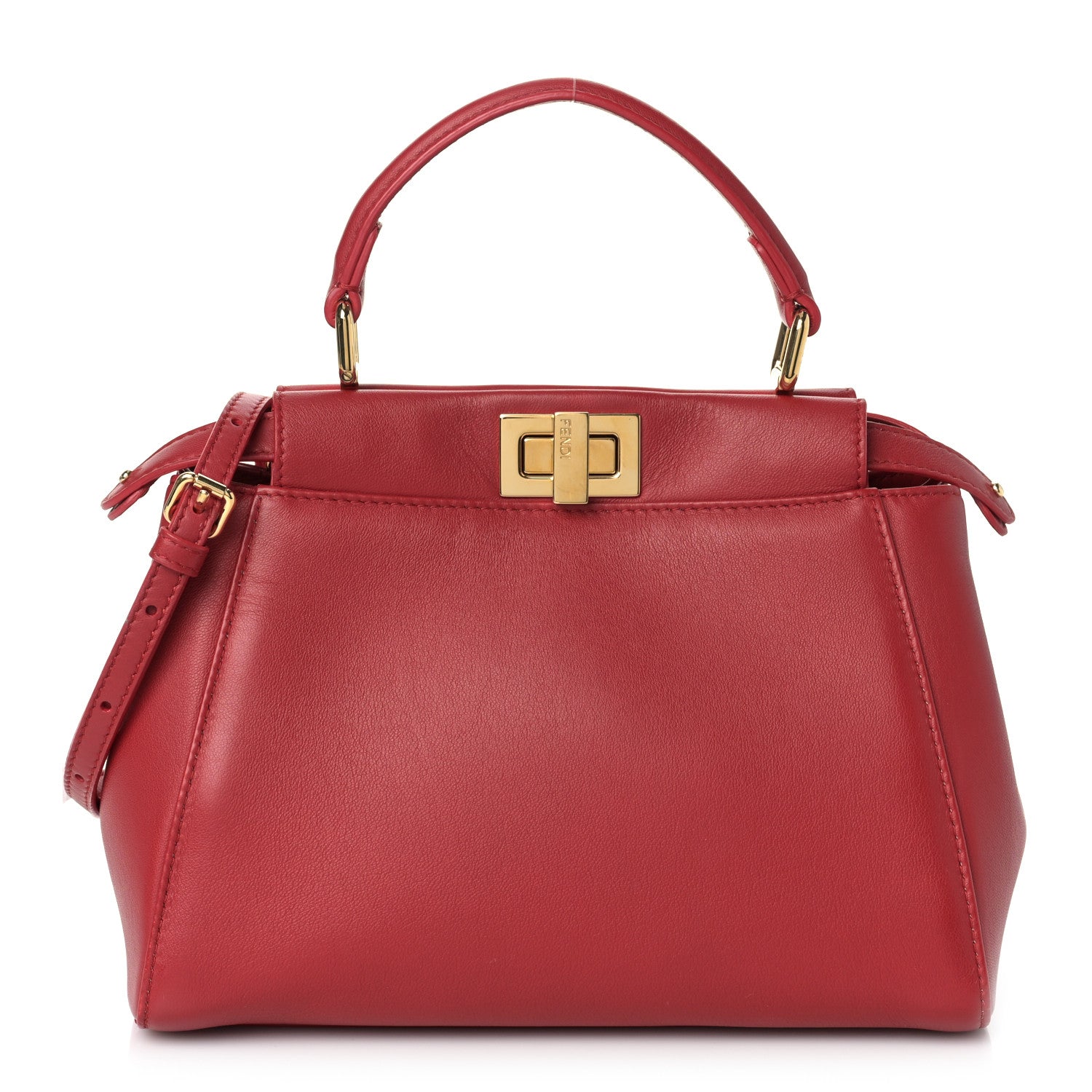 Fendi Nappa Mini Peekaboo Iconic Satchel Fragola 1 of 9