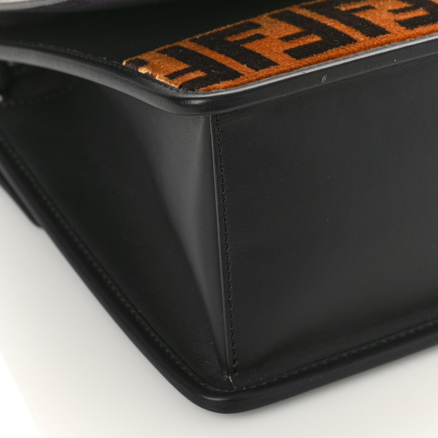 Vitello Century Velvet F is Fendi FF Kan I Shoulder Bag Black Tobacco