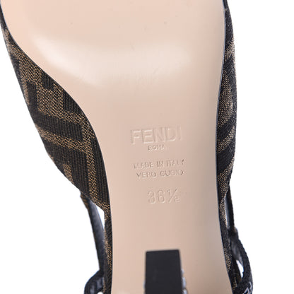 Fendi Jacquard FFreedom Decollete Slingback Square Toe Pumps 36.5 Tobacco 7 of 7