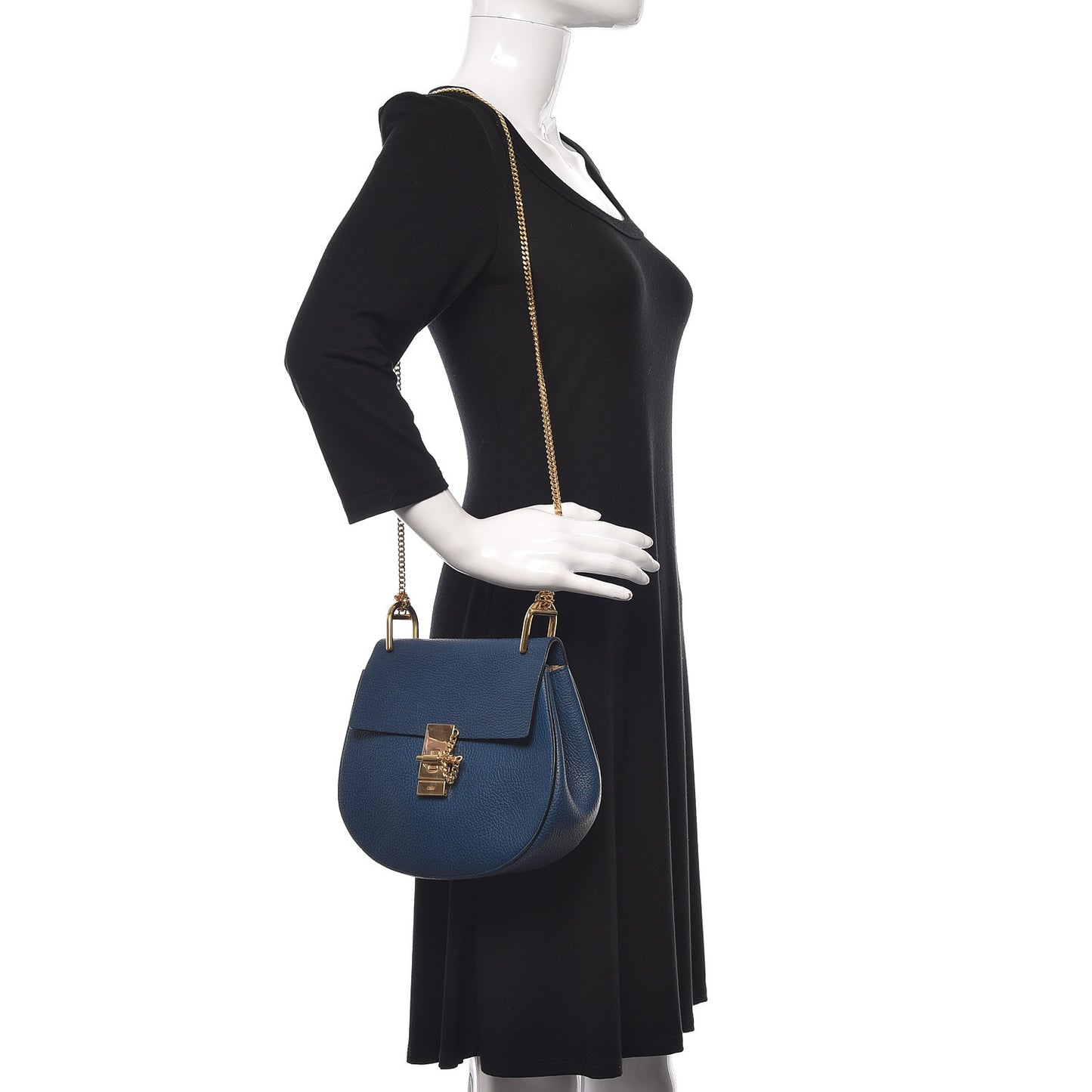 Grained Lambskin Drew Shoulder Bag Factory Blue