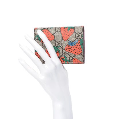 Gucci GG Supreme Monogram Strawberry Card Case 2 of 7