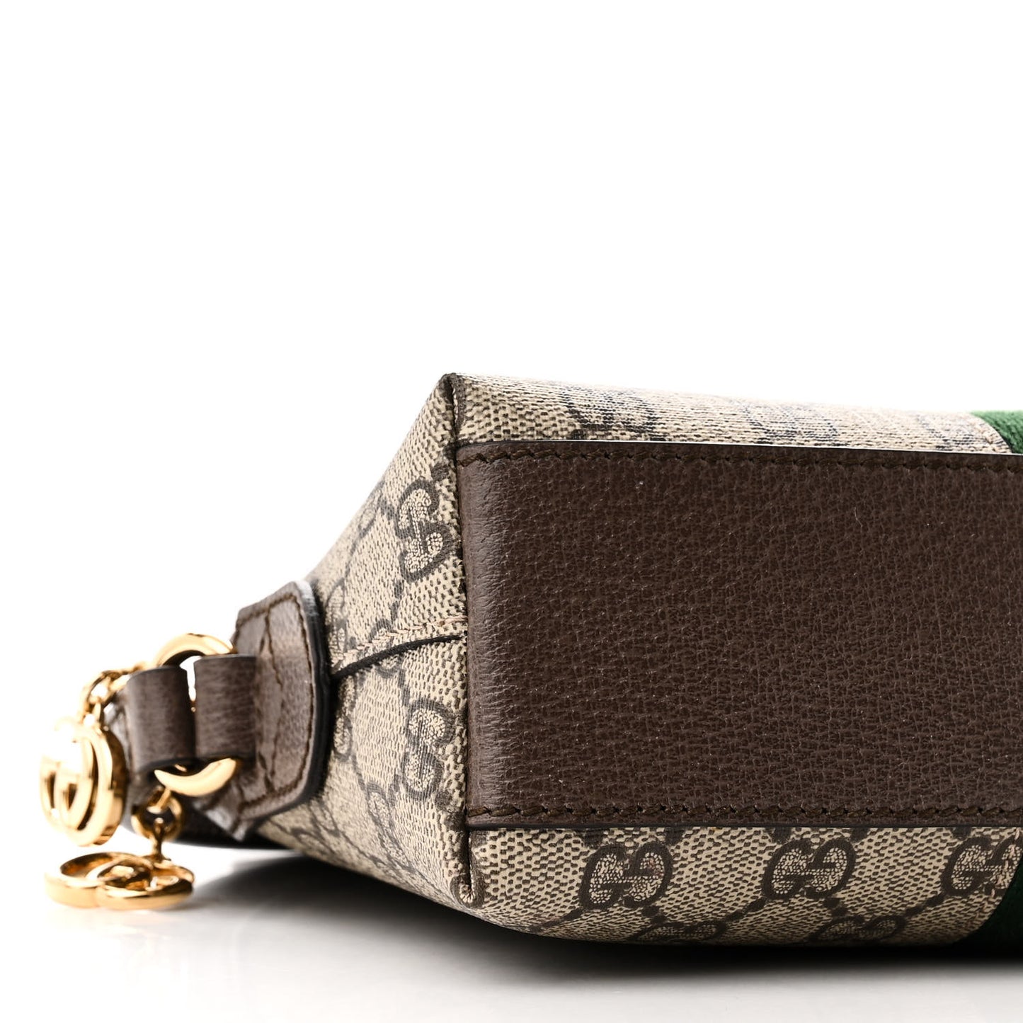 GG Supreme Monogram Textured Dollar Calfskin Web Small Ophidia Dome Shoulder Bag Beige Ebony New Acero