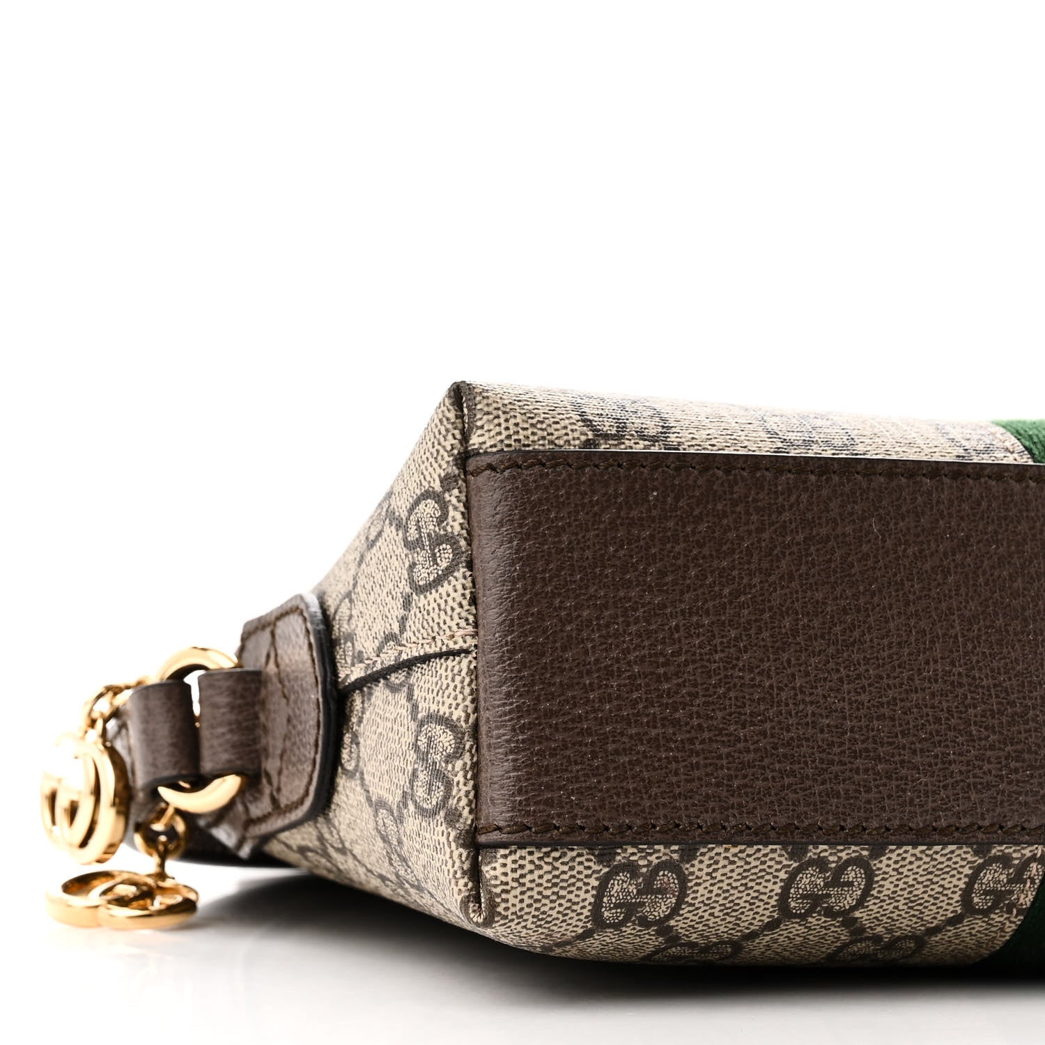 Gucci GG Supreme Monogram Textured Dollar Calfskin Web Small Ophidia Dome Shoulder Bag Beige Ebony New Acero 9 of 10