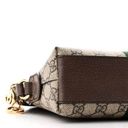 Gucci GG Supreme Monogram Textured Dollar Calfskin Web Small Ophidia Dome Shoulder Bag Beige Ebony New Acero 9 of 10