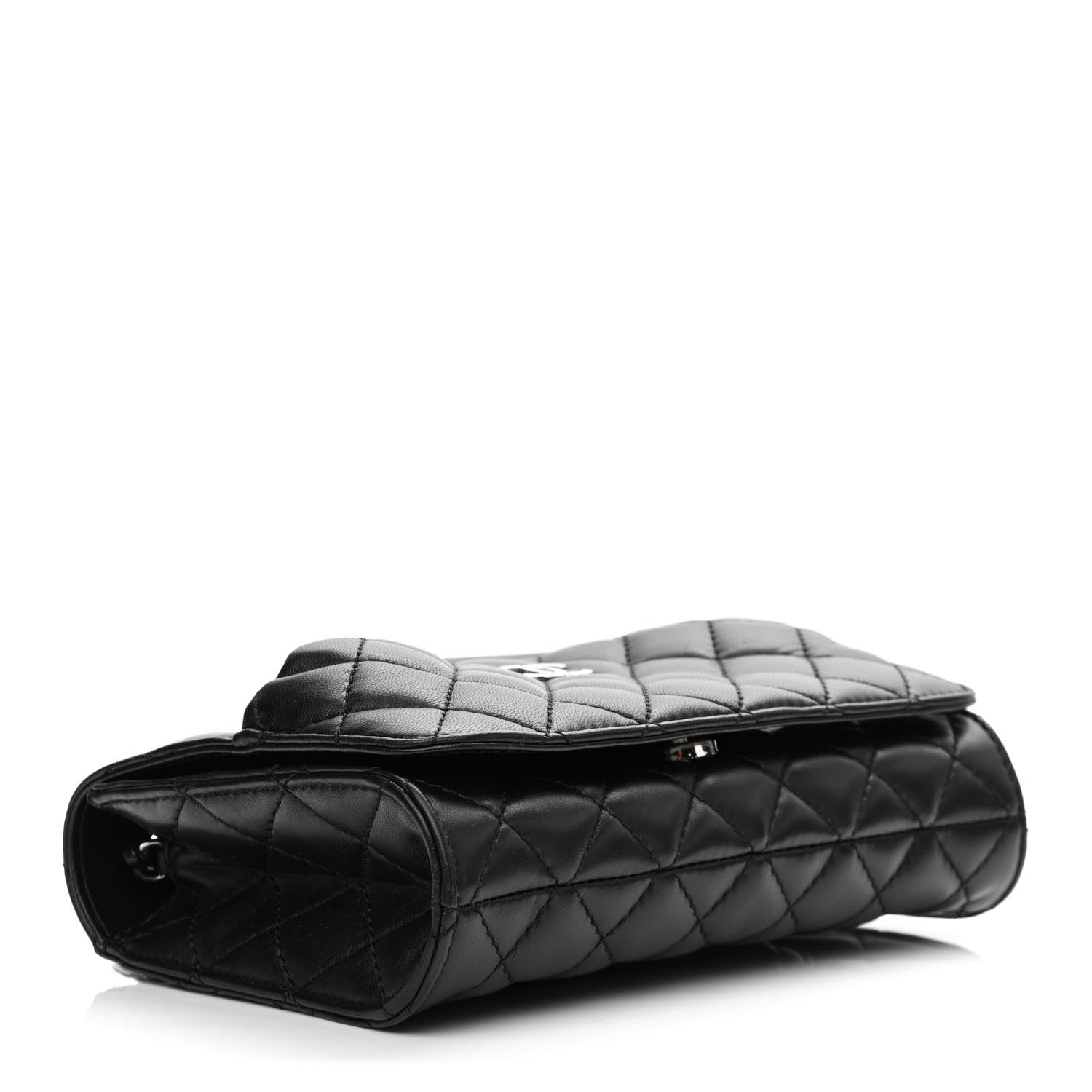 Chanel Lambskin Quilted Kiss Lock Flap Bag Black 4 of 13