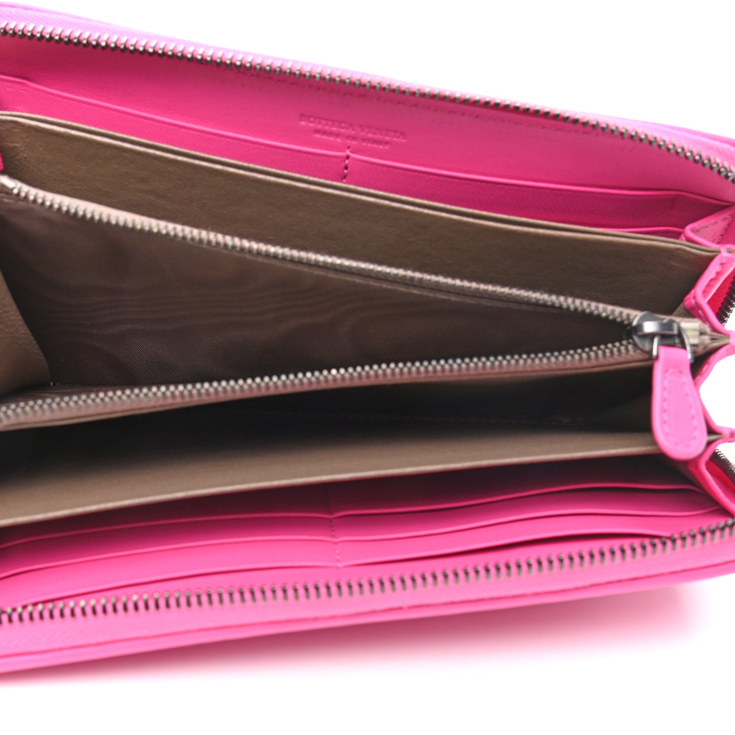 Nappa Intrecciato Zip Around Wallet Pink
