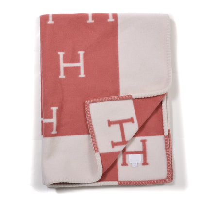 Hermes Wool Cashmere Avalon Baby Blanket Rose Airelle White 2 of 3