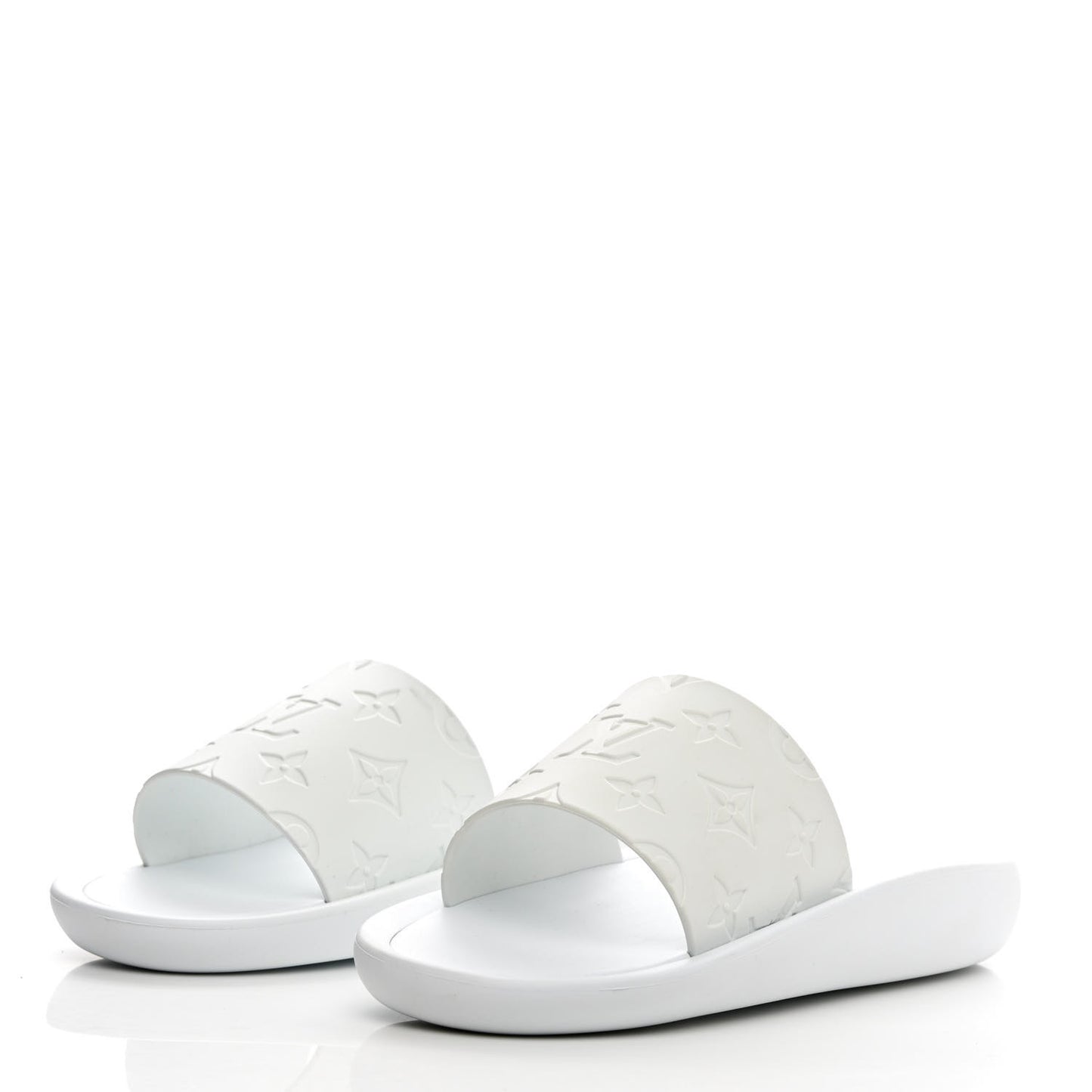 Rubber Monogram Embossed Sunbath Flat Mule 39 White