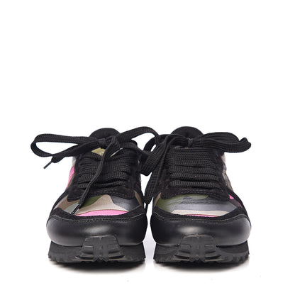 Valentino Garavani Nappa Fabric Suede Camouflage Womens Rockrunner Sneakers 35 Hot Pink 2 of 11