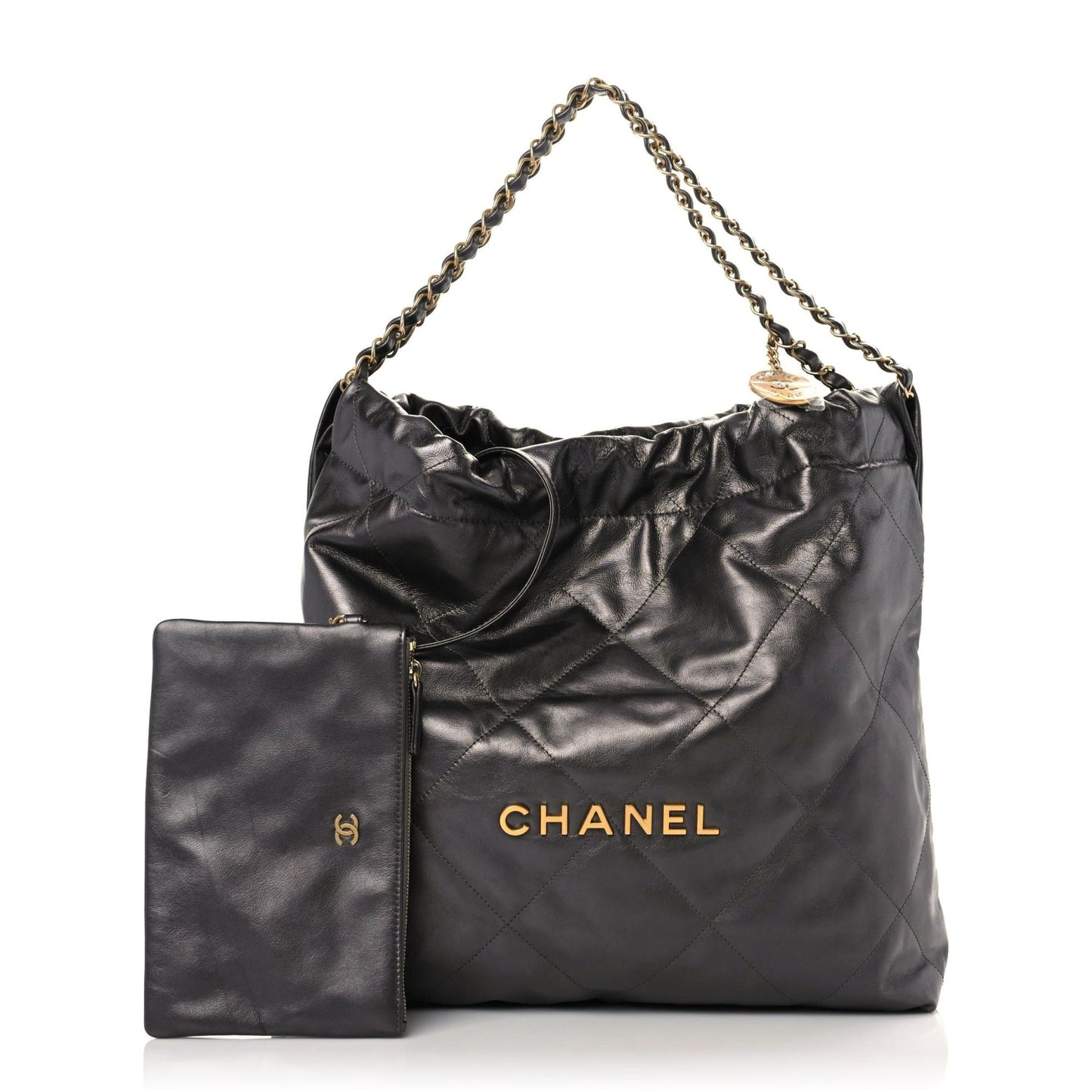 Metallic Calfskin Quilted Small Chanel 22 Ruthenium