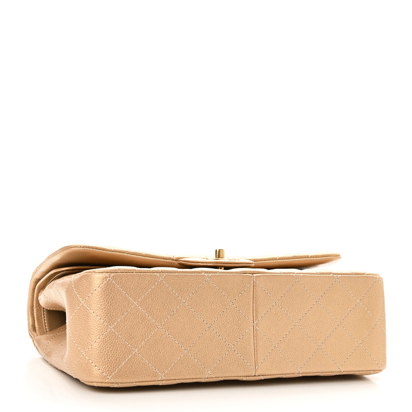Pearly Caviar Quilted Jumbo Double Flap Gold