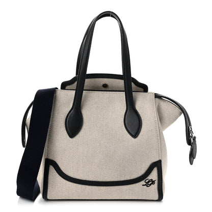 Loro Piana Calfskin Cotton Linen Micro Sesia Happy Day Bag Natural Black 1 of 9