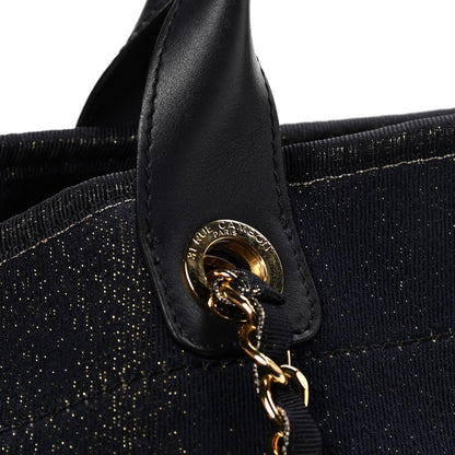 Chanel Lurex Canvas Medium Deauville Tote Navy Blue Gold 15 of 18