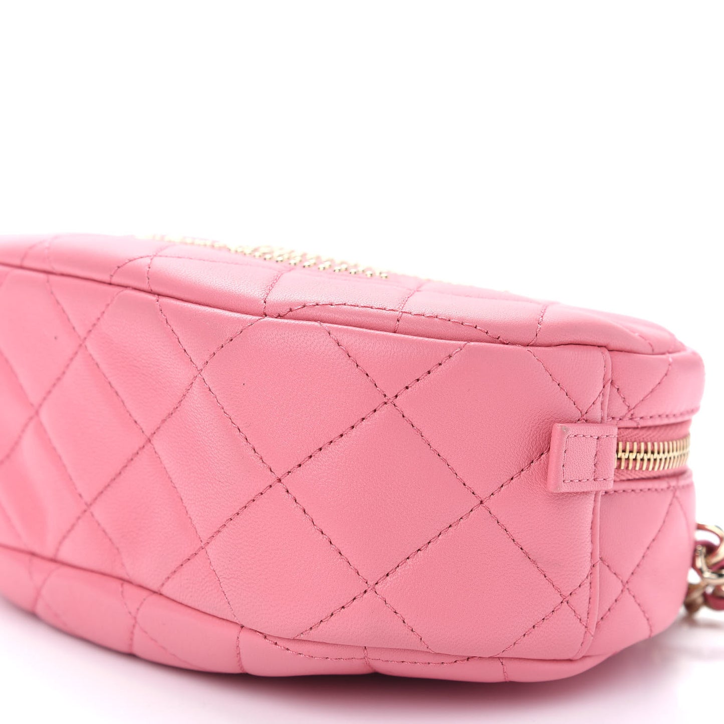 Lambskin Quilted Studded Camera Case Pink