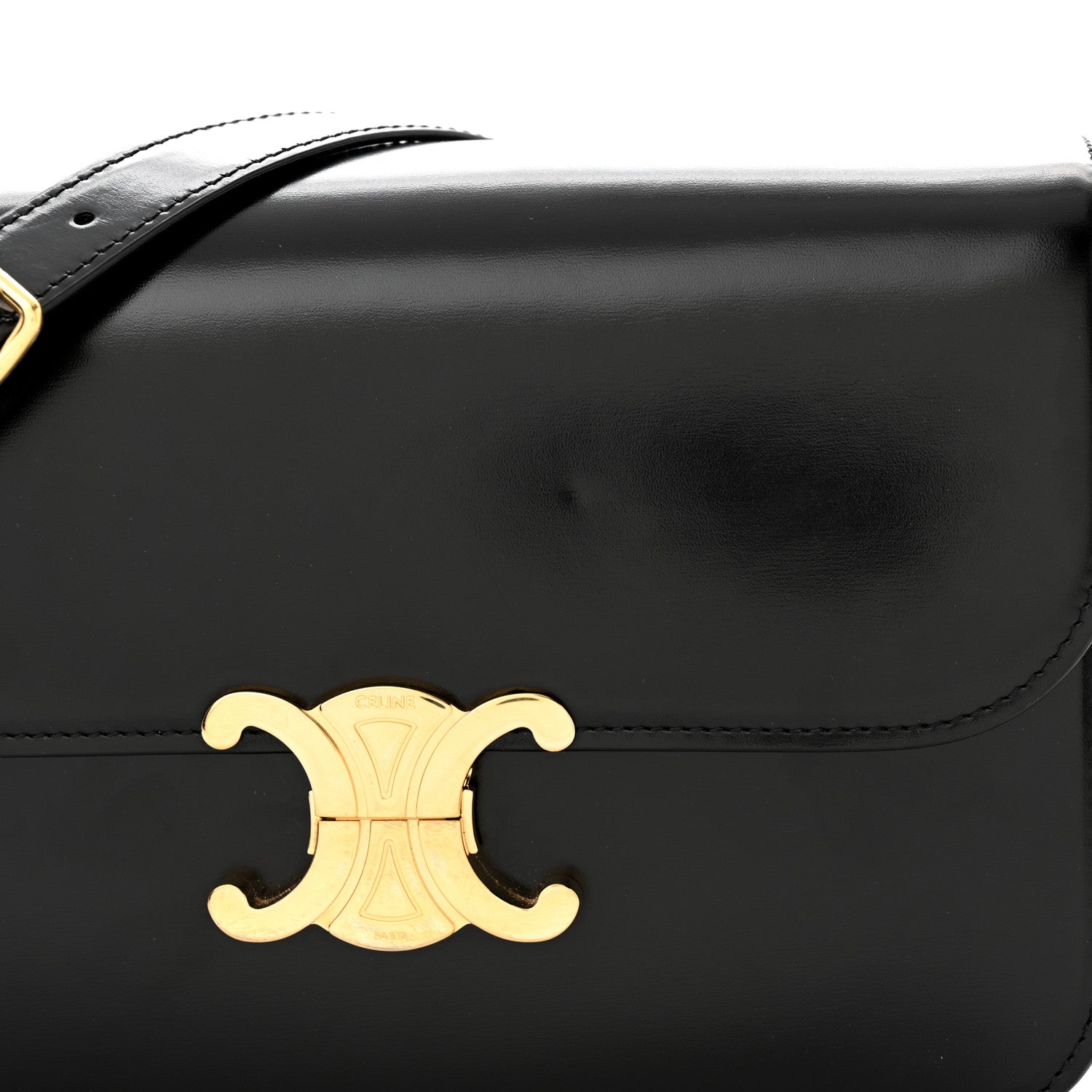 Celine Shiny Calfskin Medium Triomphe Black 11 of 14