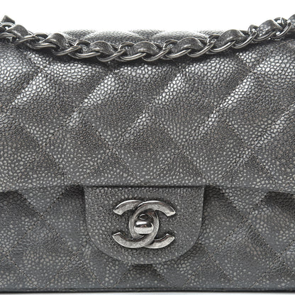 Chanel Metallic Caviar Quilted Mini Rectangular Flap Dark Silver 12 of 16