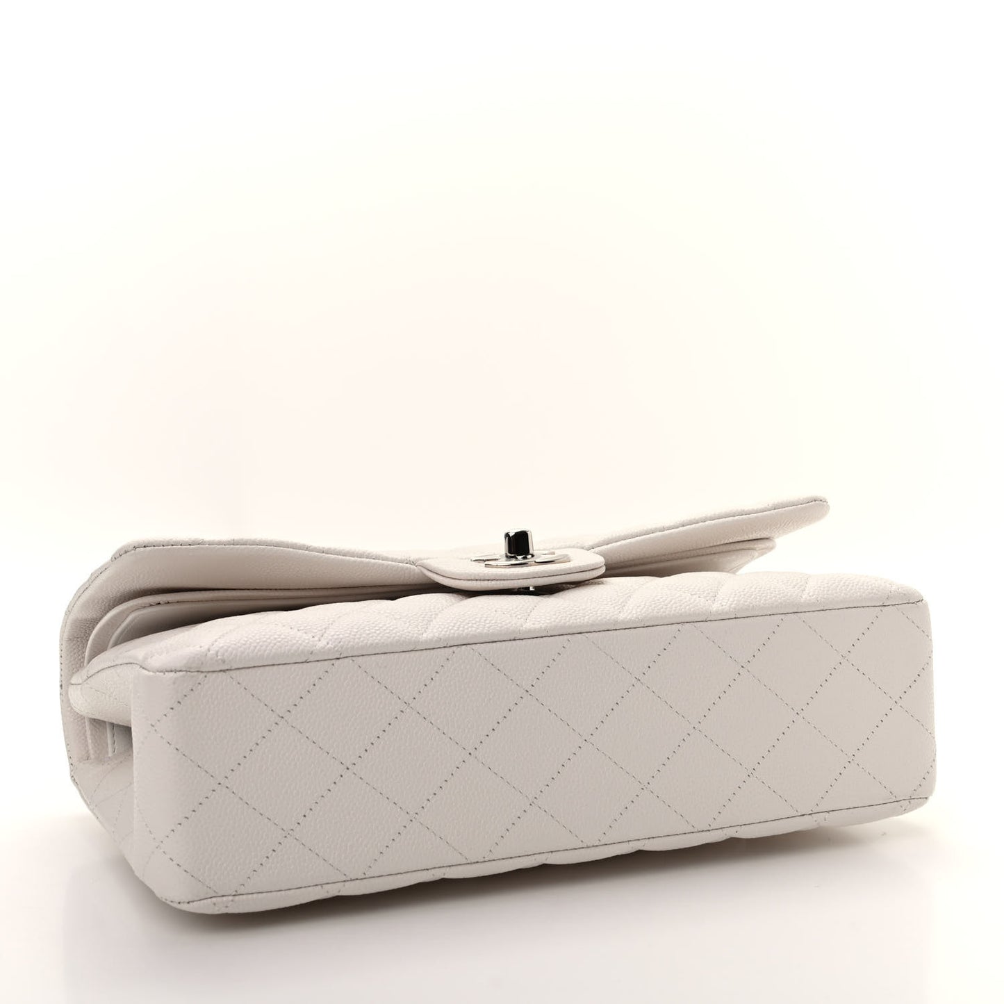 Caviar Quilted Medium Double Flap White