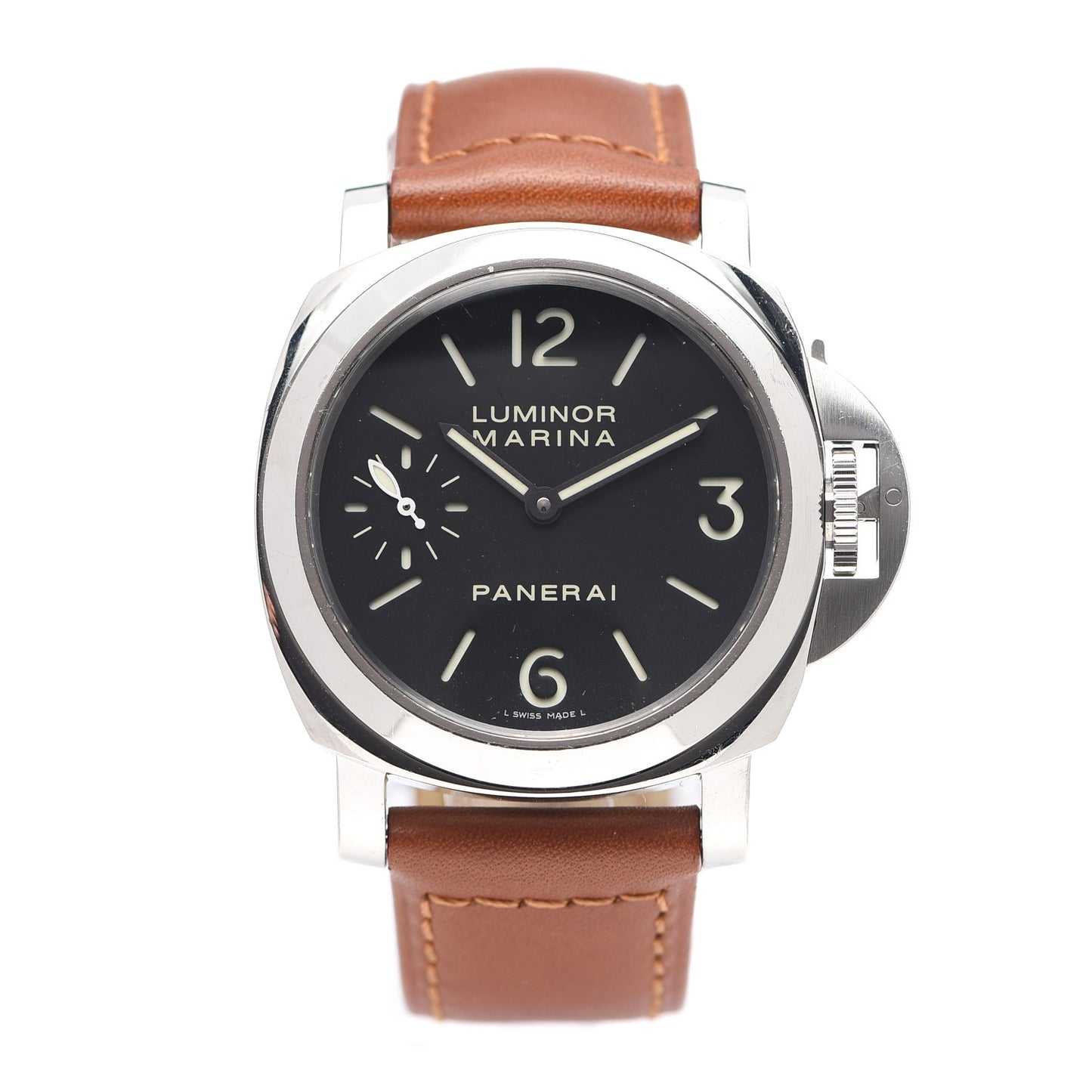 Stainless Steel Calfskin 44mm Luminor Marina Manual Winding Watch Black PAM00111