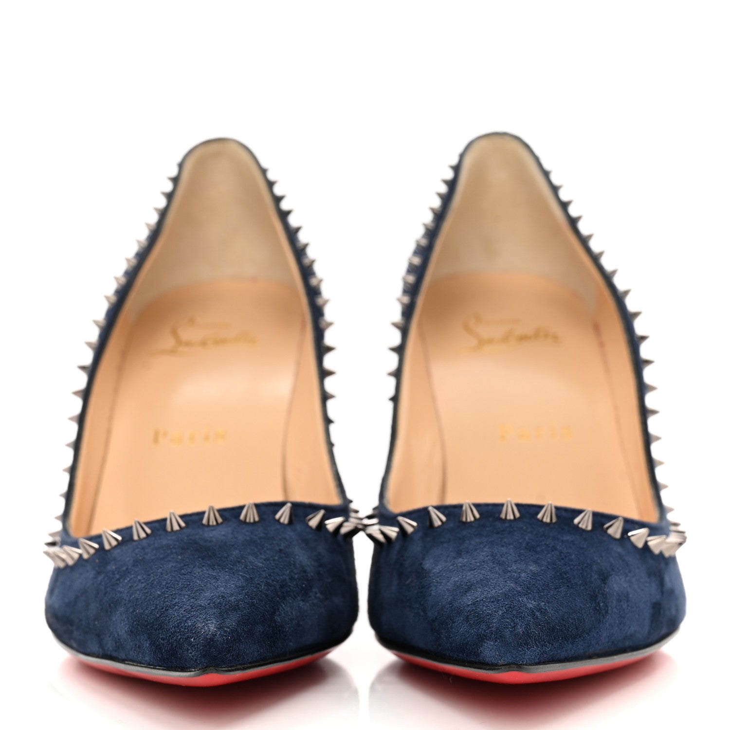 Christian Louboutin Veau Velours Studded Anjalina 85 Pumps 36 Marine 2 of 10