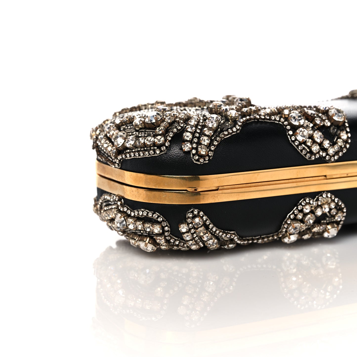 Silk Crystal Knucklebox Clutch Black