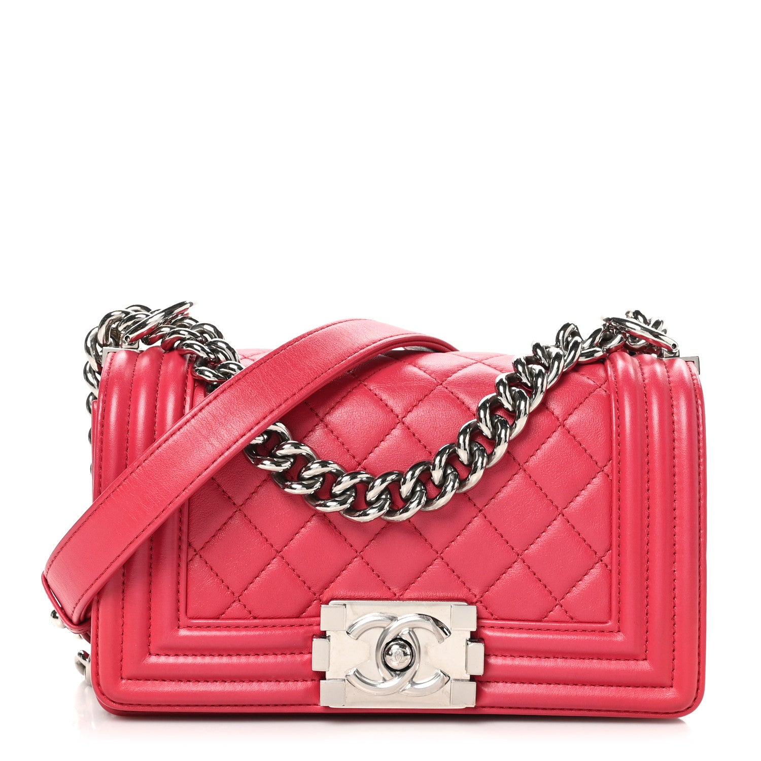 Chanel Lambskin Quilted Small Boy Flap Dark Pink 1 of 10